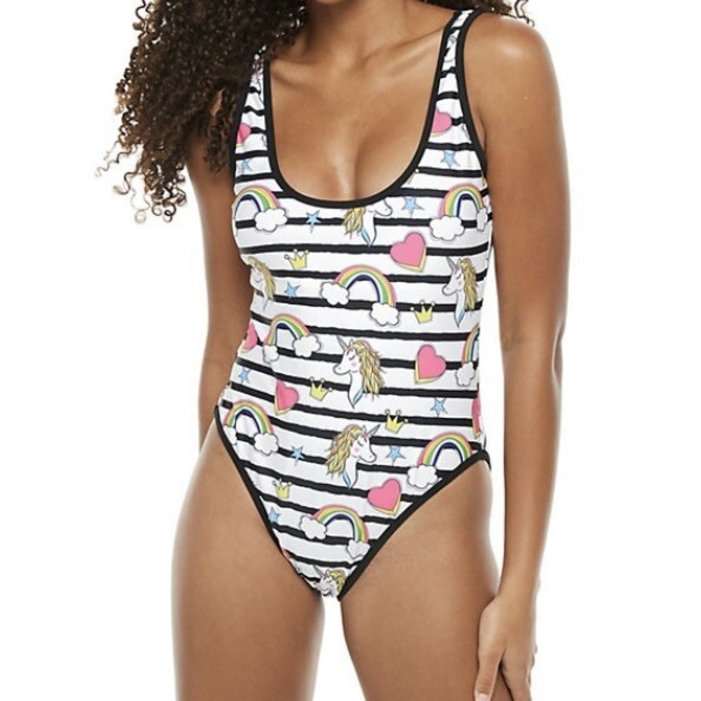 Undercurrent Juniors Vacay Vision Graphic One Piece Swimsuit Large New with Tags
